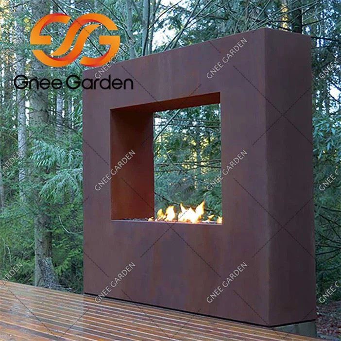Corten Steel free standing outdoor fireplace(2)