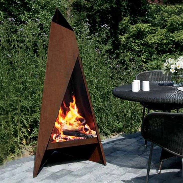 Corten Steel Outdoor Burning Wood Stove Fire Place
