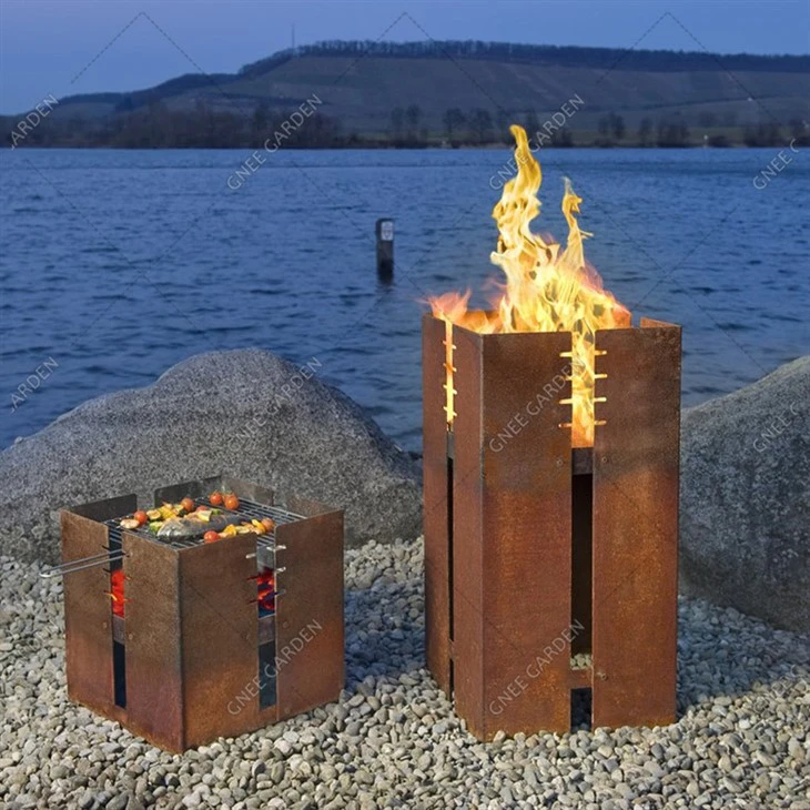 Vrtna okrugla zdjela za vatru, vanjski roštilj od drva Corten Steel