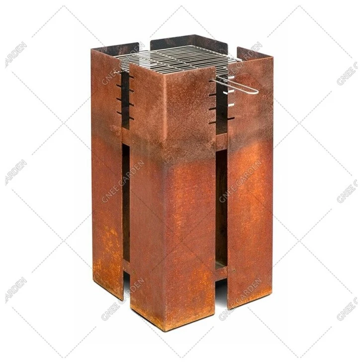 Garden Round Fire Bowl Wood Corten Steel Outdoor Fire Pit BBQ