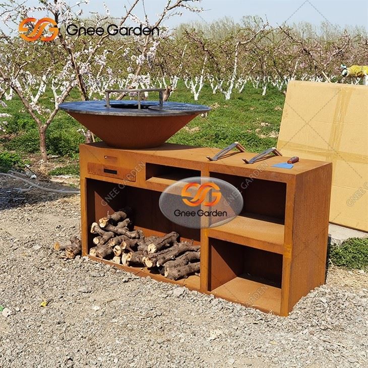 Modern Design Rusting Steel BBQ Grills Corten Steel Metal Firepit