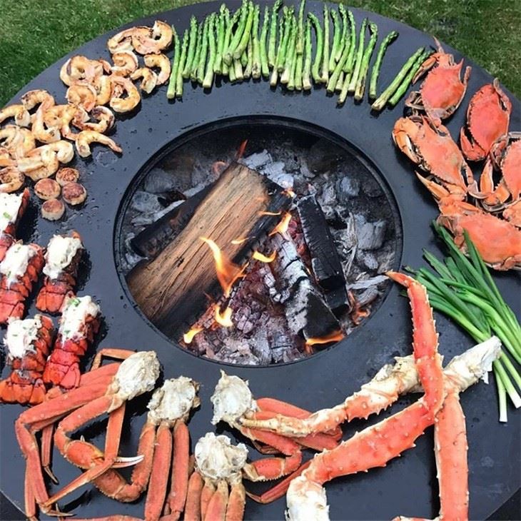 Outdoor Fire Pits & Bbqs Wood Burning Grill Backyard Barbecue Corten Steel