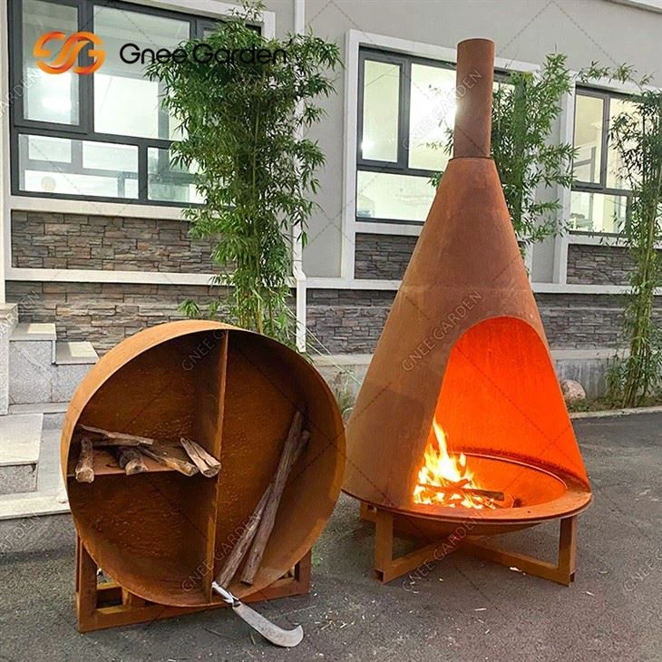 Popular Corten Steel Metal Cheminee Fireplace Accessories