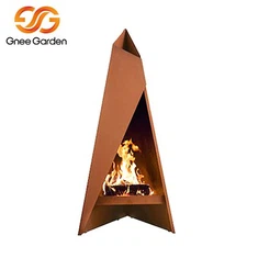 Otvorena soba s kaminom od čelika Corten