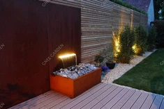 Vrtni elementi za vodu u dvorištu Metalna četvrtasta zdjela za vodu Corten čelična kockasta fontana s pumpom