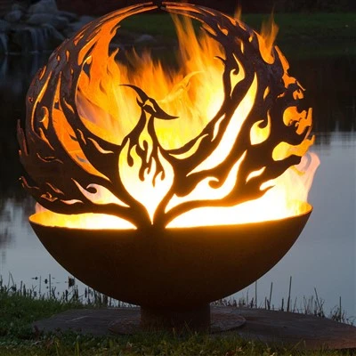Veliki 600 800 1000 promjer od vrtnog čelika, 2 mm laserski rezana zahrđala vanjska drvena kugla Corten Fire Pit Ball