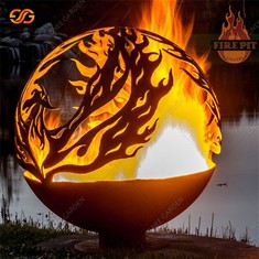 Phoenix Corten Steel Sphere Fire Pit Ball