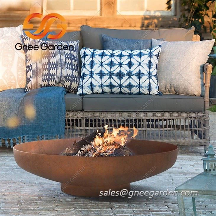 Weathering Steel wood burning fire bowl