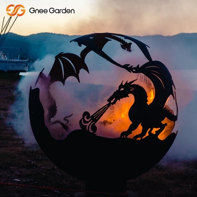 Corten Steel Sferic Dragon Fire Pit za vrt