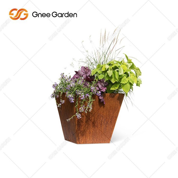 Courtyard Corten Steel Rusty Metal Nursery Decoration Flower Planter Pot